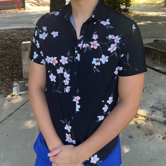 DENIM & FLOWER RICKY SINGH CHERRY BLOSSOM MEN FLORAL BUTTON DOWN DRESS SHIRT GUY - Picture 3 of 16